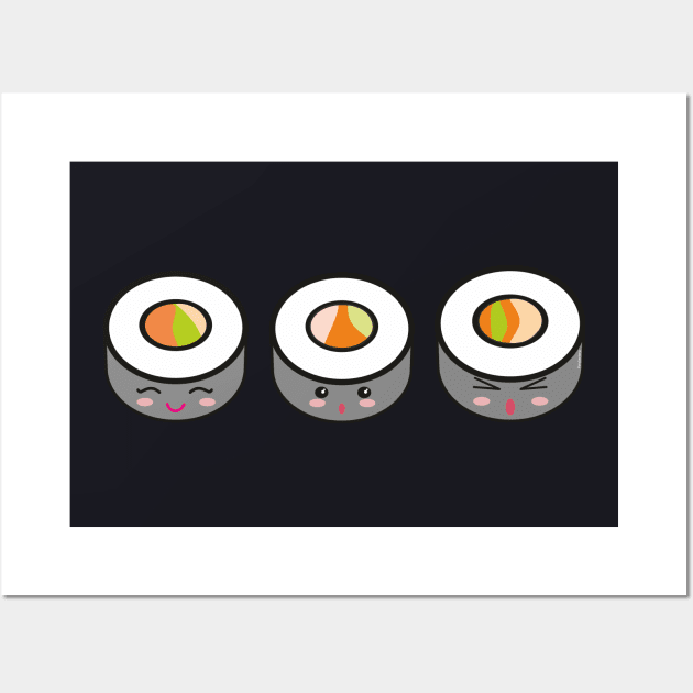 Sushi kawaii Wall Art by Pendientera